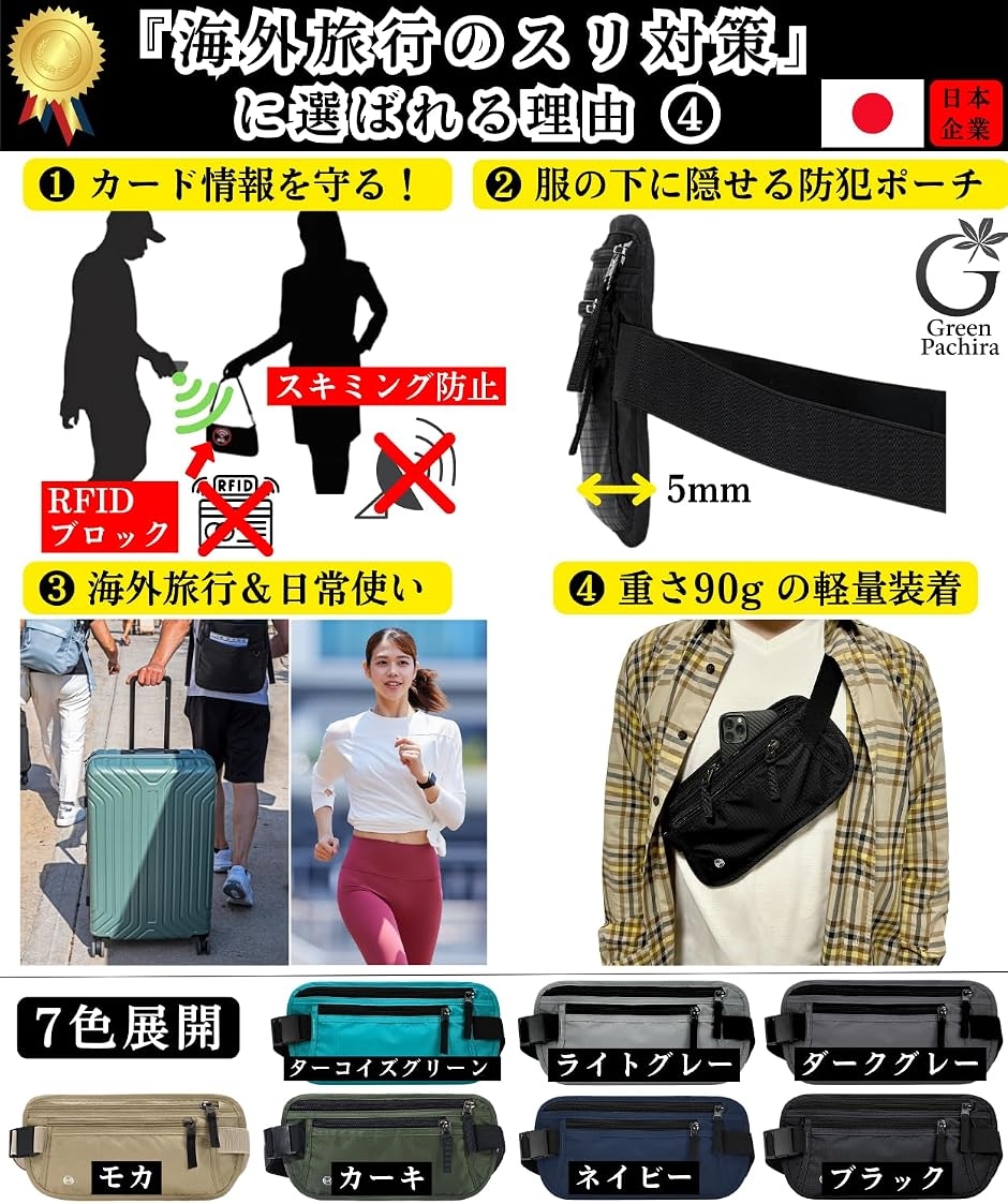 セキュリティポーチ 海外旅行 スリ対策 バッグ スキミング防止