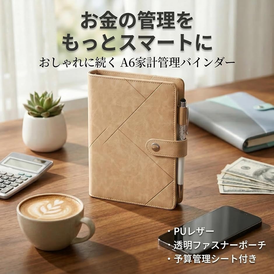 【みか】蛇腹ファイル　A6サイズ❤︎7ポケット❤︎ 家計管理✴︎ 家計簿ファイル お金管理手帳 家計管理 カードポケット A6 袋分け 貯金