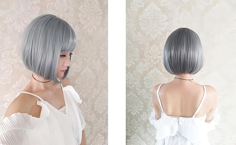 ウィッグ スイート ショートボブ フルウィッグ (シルバーグレー