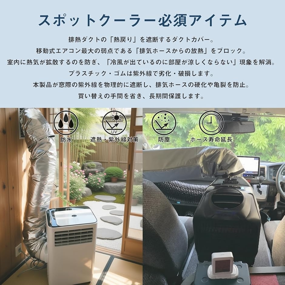 ダクトカバー スポットクーラー 家庭用 直径15cm 長さ150cm スポット