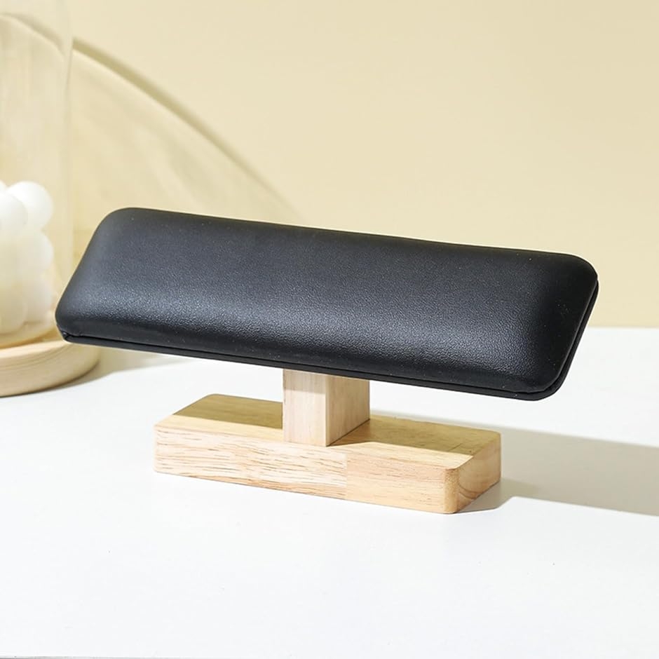 腕時計 スタンド 置き ウォッチスタンド 木製 収納 アクセサリー (ブラックレザー(ナチュラル))