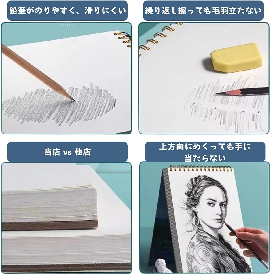 スケッチブック 3冊セット お絵描き帳 自由帳 クロッキー メモ帳 縦