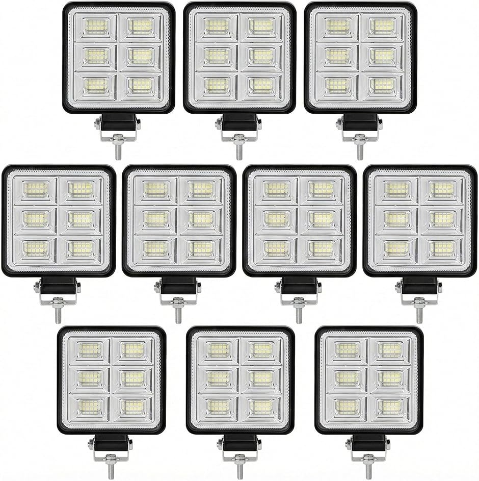 LEDワークライト 144W LED作業灯 12V 24V 10個 WK18 LEDワークライト 144W LED作業灯 12V 24V 6000k 汎用 広角 LED投光器
