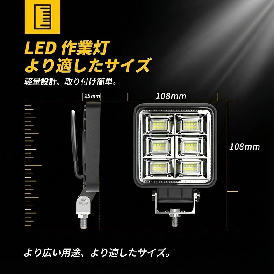 LEDワークライト 144W LED作業灯 12V 24V 10個 WK18 LEDワークライト 144W LED作業灯 12V 24V 6000k 汎用 広角 LED投光器