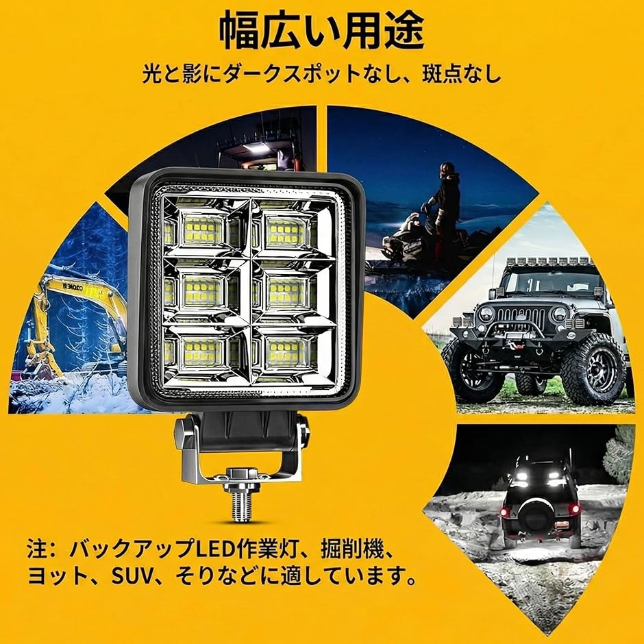 LEDワークライト 144W LED作業灯 12V 24V 6000k 汎用 広角 LED投光器