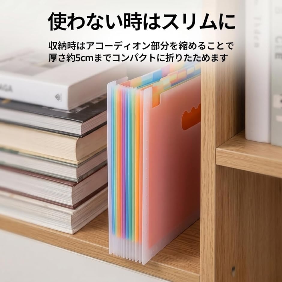 ドキュメントファイル A4 25ポケット 書類ケース 大容量 レインボー