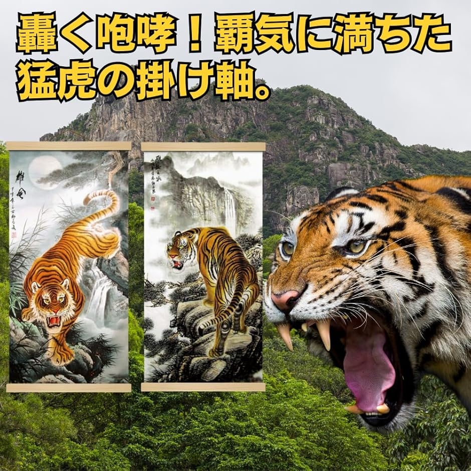 掛軸 掛け軸 虎 猛虎図 風水 縁起 開運画 高級 ?の布 床の間 和室 金運