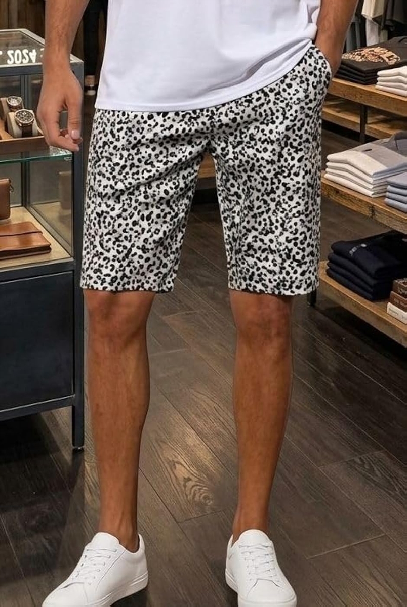 エンプティオ レオパード 柄入り ハーフパンツ 膝上 ヒョウ柄 ショート
