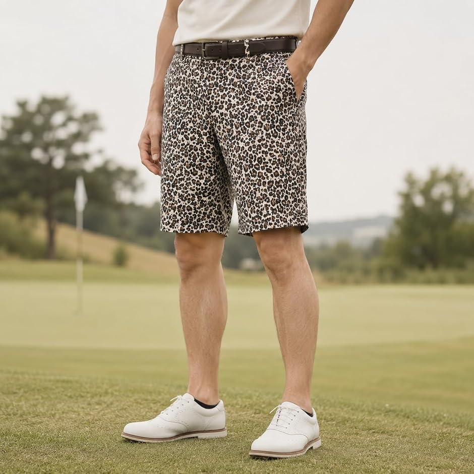 エンプティオ レオパード 柄入り ハーフパンツ 膝上 ヒョウ柄 ショート
