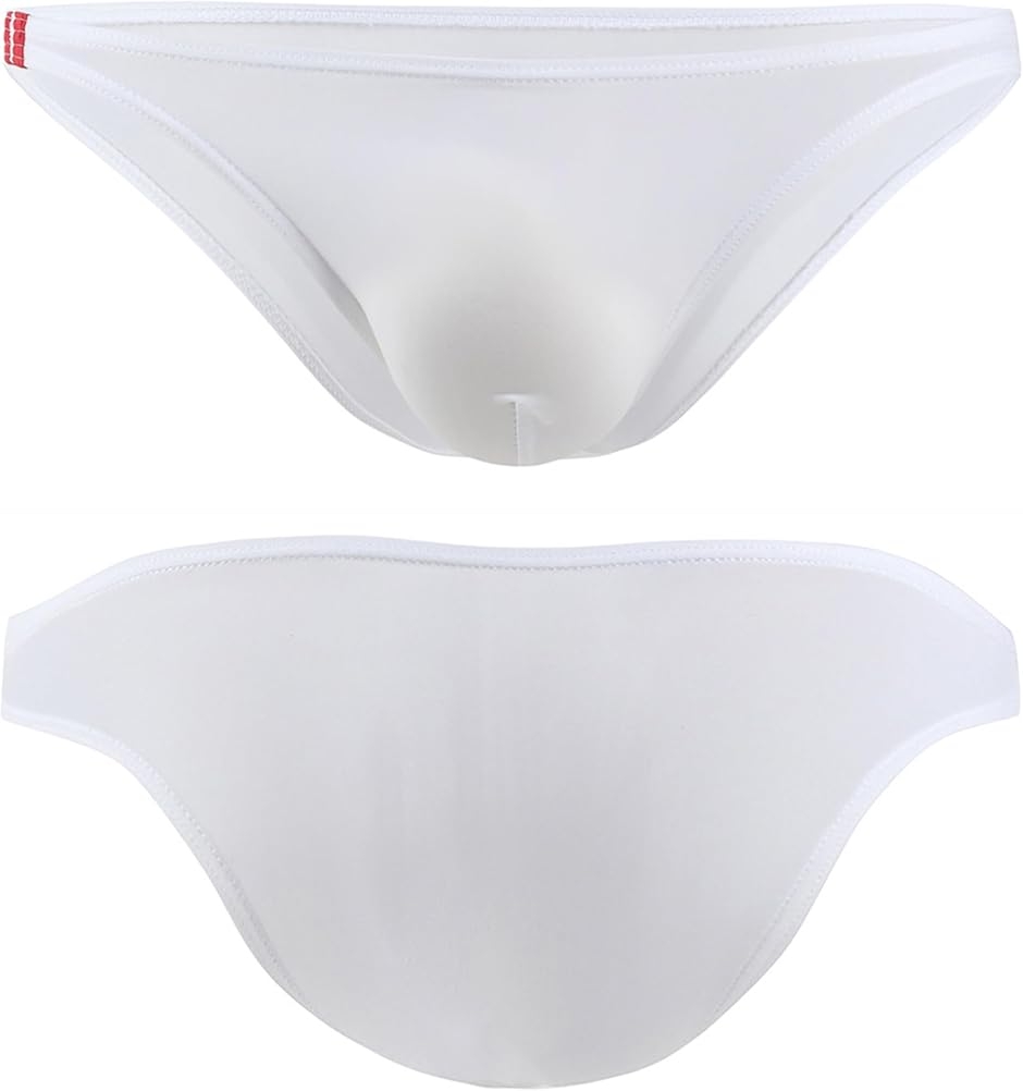 ツルスベ薄い生地 アイスシルク スポーティー メンズ ビキニ ローライズ フルバック ハイレグ 下着 (ホワイト, XL)