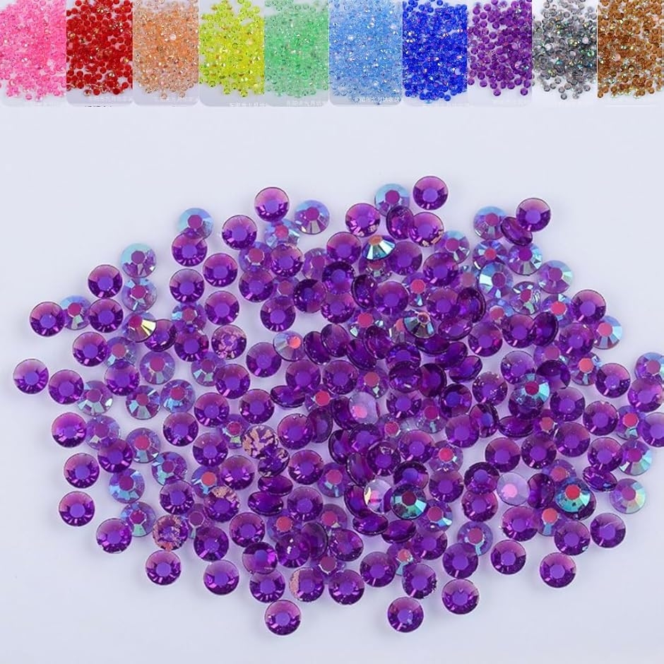 ラインストーン 1000粒 透明クリア うちわデコ (パープル,  2ｍｍ)