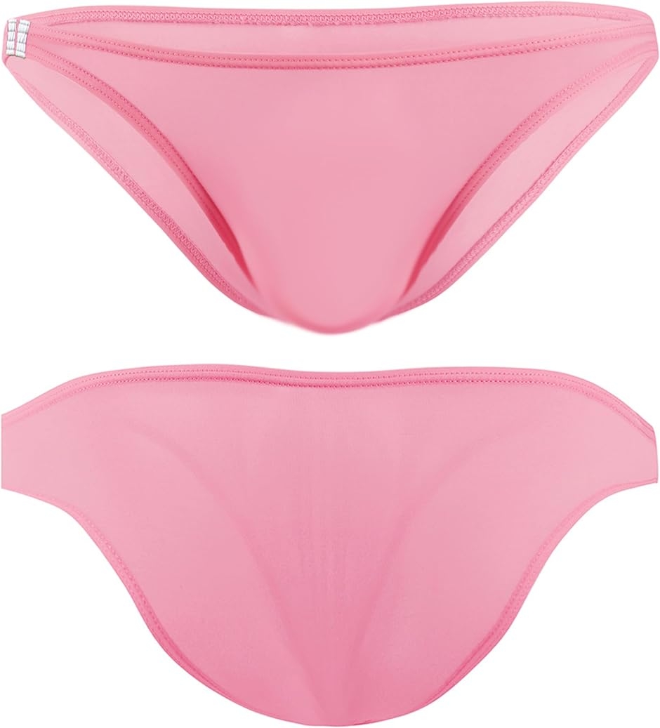 ツルスベ薄い生地 アイスシルク スポーティー メンズ ビキニ ローライズ フルバック ハイレグ 下着 (ピンク, XL)