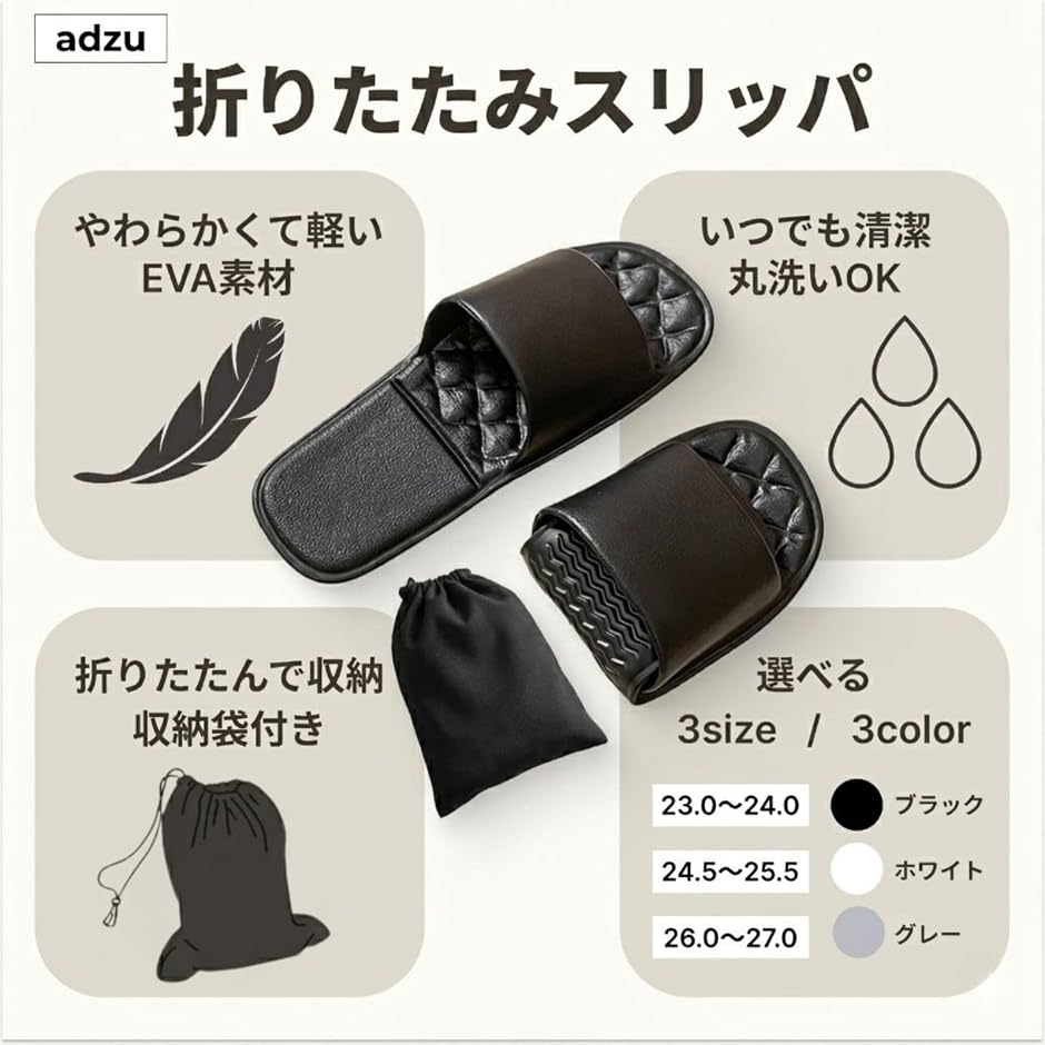 折りたたみスリッパ 携帯スリッパ 機内用 室内...の詳細画像3
