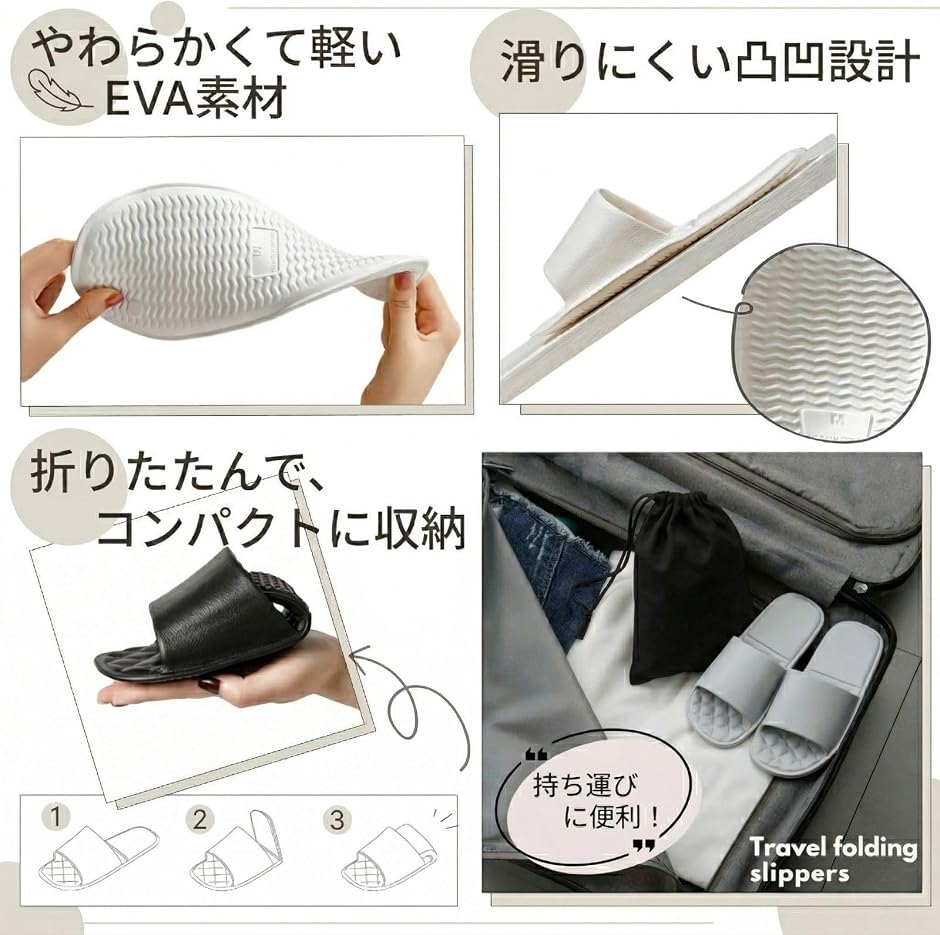 折りたたみスリッパ 携帯スリッパ 機内用 室内...の詳細画像4
