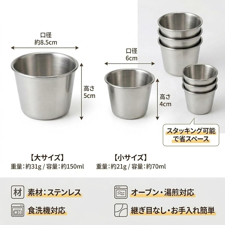 プリンカップ ステンレス 耐熱 プリン容器 型 オーブン対応 ゼリー型