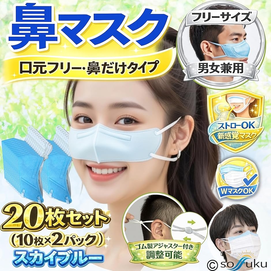 鼻マスク ノーズマスク 鼻だけ 口元フリー 男...の詳細画像1