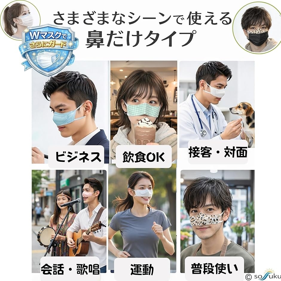 鼻マスク ノーズマスク 鼻だけ 口元フリー 男...の詳細画像4