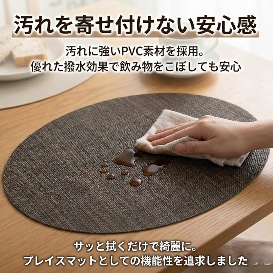 ランチョンマット 2枚セット 楕円形 おしゃれ 北欧 撥水 PVC プレイス