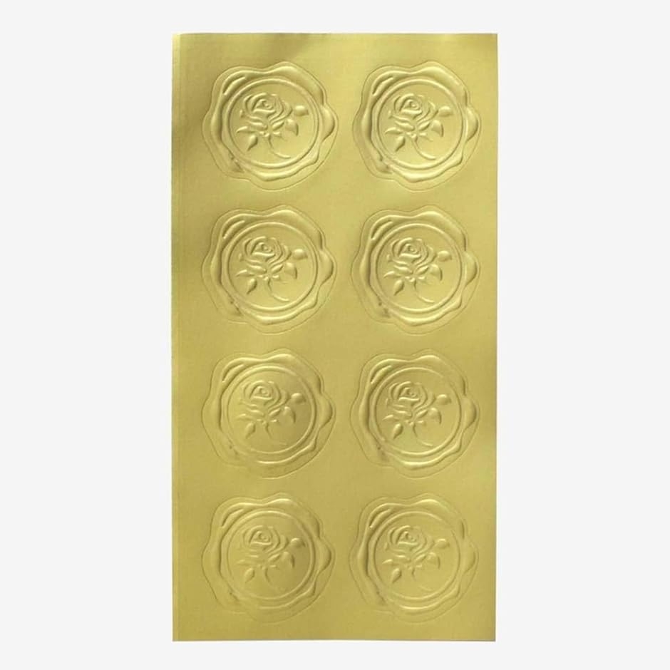 シーリングワックス シール 金 ローズ 薔薇 ゴールド 120枚 15シート 