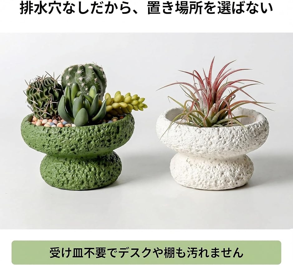 植木鉢 多肉植物 セメント 2個セット 排水穴なし おしゃれ 室内