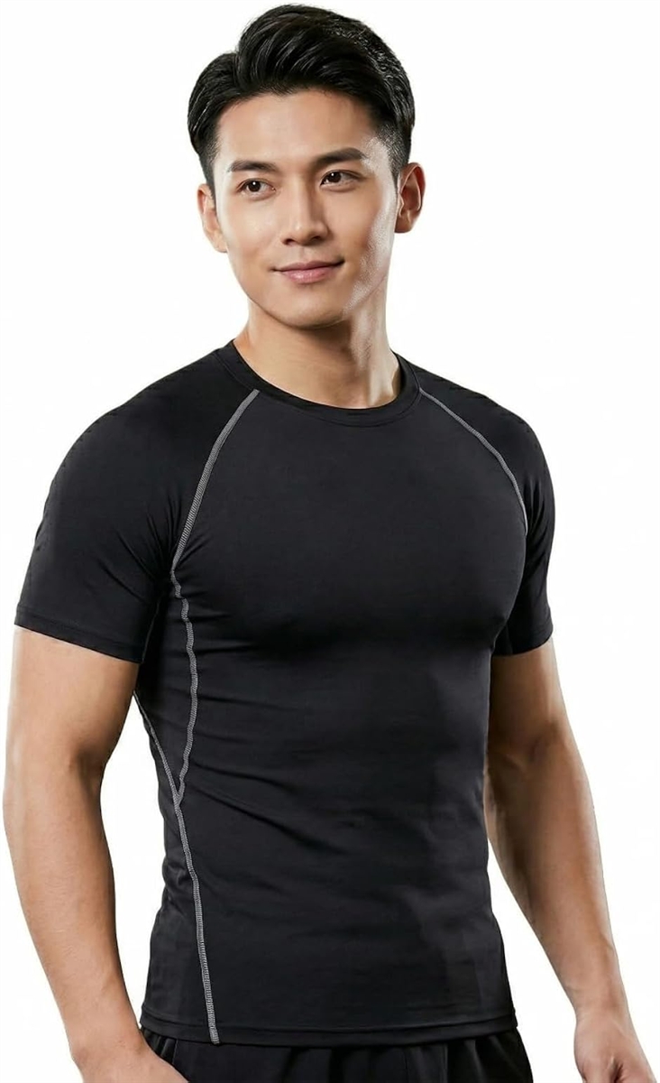 【新品未使用】  コンプレッション 半袖 Tシャツ ブラック スポーツ Tシャツ メンズ 半袖 コンプレッションウェア 吸汗速乾 4WAY