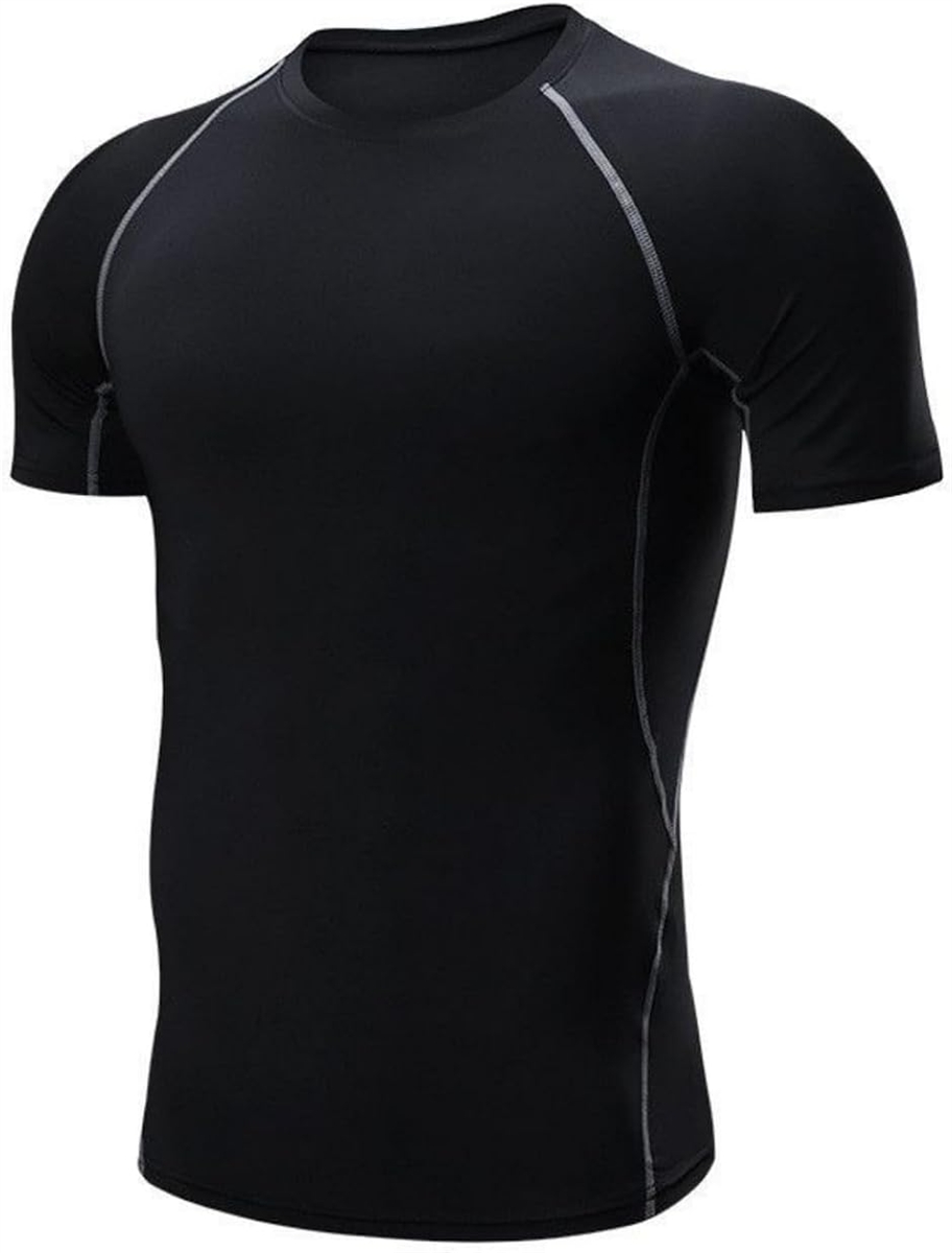 【新品未使用】  コンプレッション 半袖 Tシャツ ブラック スポーツ Tシャツ メンズ 半袖 コンプレッションウェア 吸汗速乾 4WAY