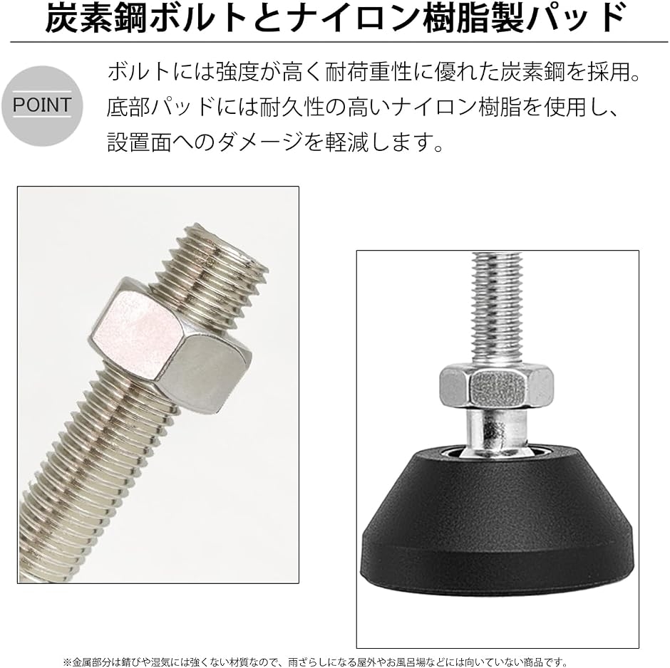 家具 脚 後付け 足 高さ調整 アジャスターボルト (6個セット D40 x M8