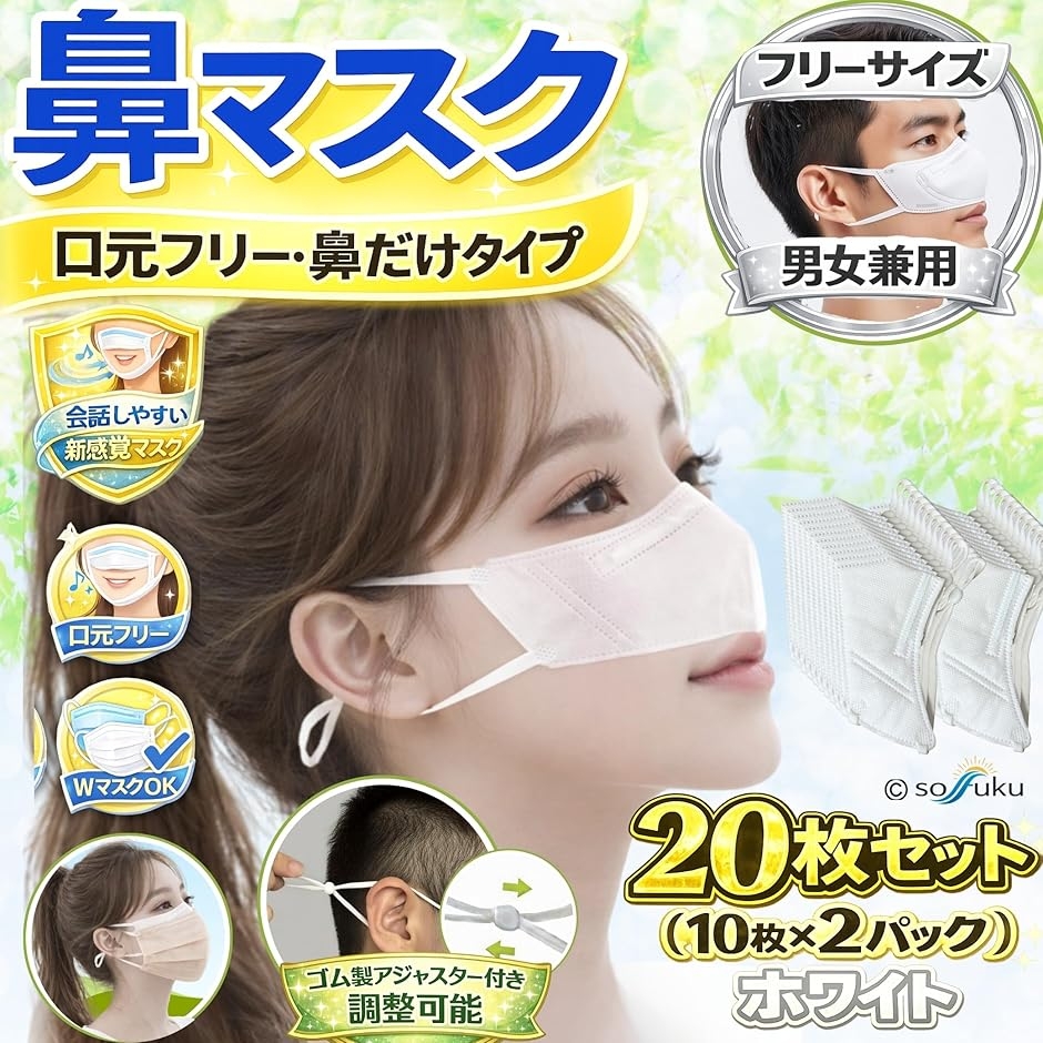 鼻マスク ノーズマスク 鼻だけ 口元フリー 男...の詳細画像1