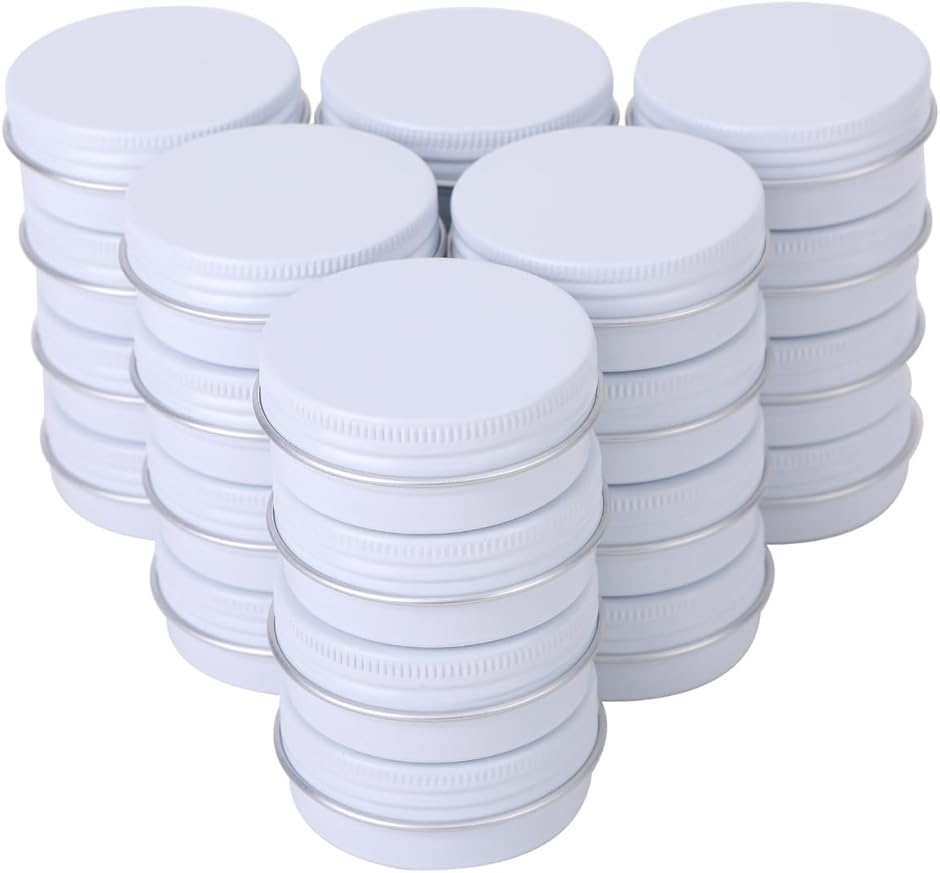 アルミ缶 ケース クリームケース ジャー 化粧品 容器 小分け 24個セット (ホワイト,  30ml)
