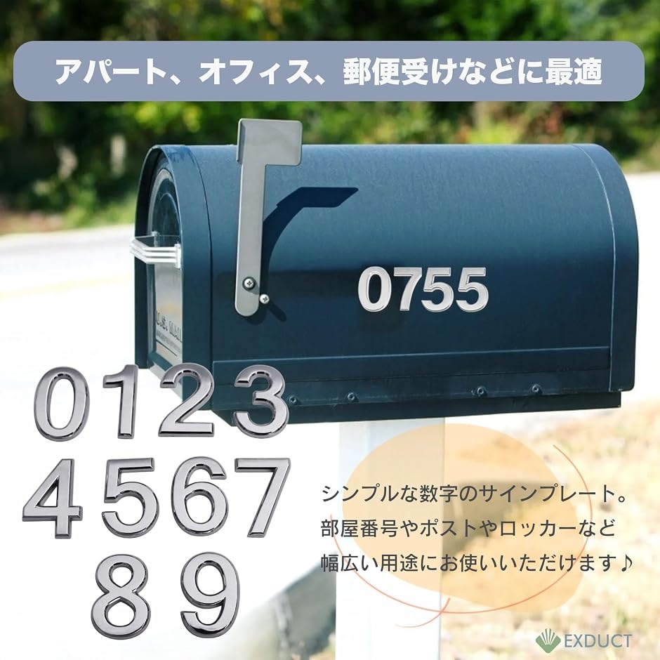 ナンバーステッカー 数字 番号シール 立体 メタル 10種 合計20個セット