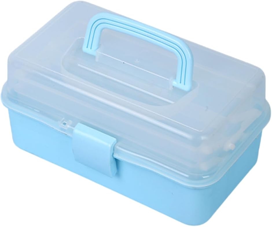 ツールボックス 3段 道具箱 工具 救急箱 小物入れ 収納ケース (水色,  31.5cmx18cmx14cm)