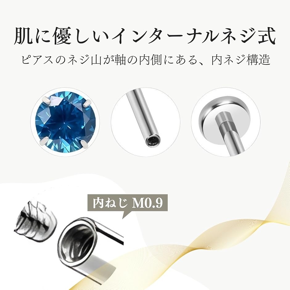 ボディピアス 医療用F136チタン ネジ式 軟骨 16G 5Aジルコニア (クリア