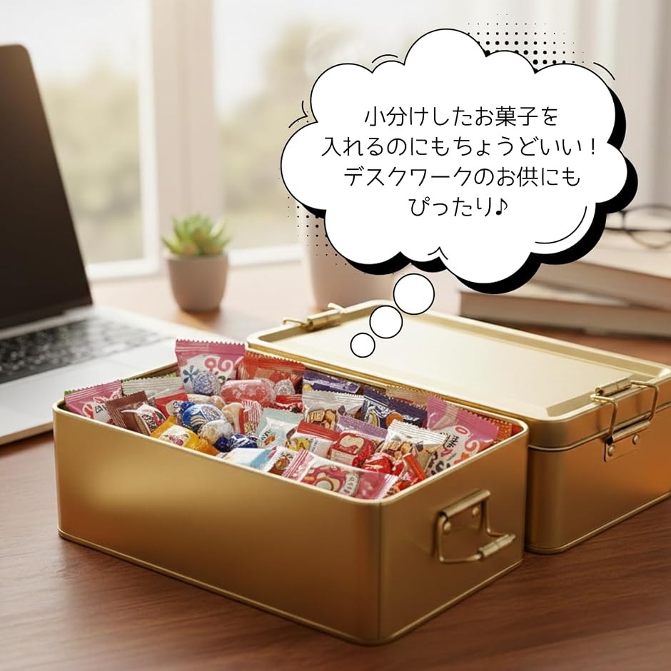 レトロ調 ブリキ缶 収納ボックス ロック式 小物入れ MDM (L) : REAPRI