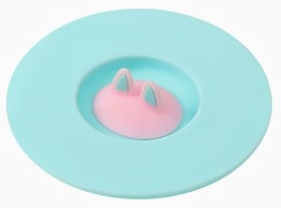 マグカップ 蓋 シリコン コップ カップ麺の蓋押さえ マグカップカバー 可愛い 耐冷 耐熱 水洗い (猫耳（小・ミント）)