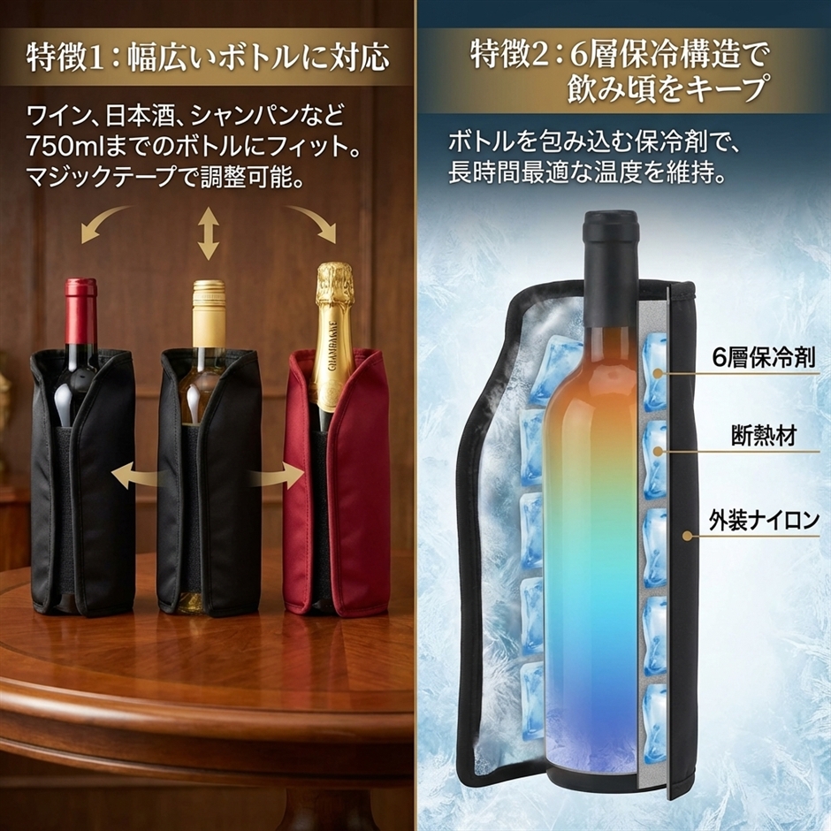 mono-deco ワインクーラー 保冷カバー ワインボトルクーラー 2個セット
