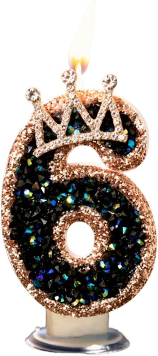 バースデー ナンバー キャンドル 誕生日 ロウソク 数字 誕生日ケーキ ラメ数字 (ブルー,  数字：6)