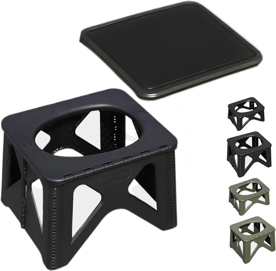 スツールトイレ 非常用トイレ 防災グッズ 折りたたみ 簡易トイレ 災害用 携帯トイレ (ブラック,  Mサイズ)