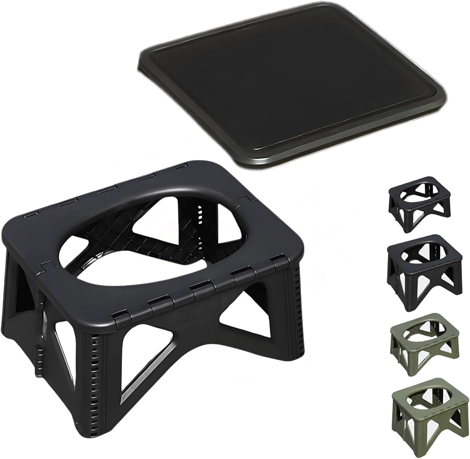 スツールトイレ 非常用トイレ 防災グッズ 折りたたみ 簡易トイレ 災害用 携帯トイレ (ブラック,  Sサイズ)