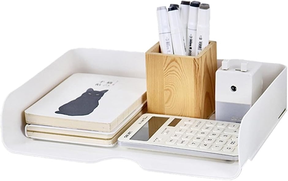 レターケース a4 横 書類ケース 書類整理 レタートレー 収納ケース a4ヨコ置き デスク 浅型(ホワイト1個,  ワンサイズ)