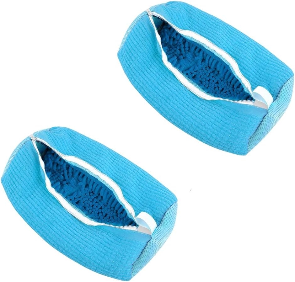 靴洗いネット 2個セット シューズ洗濯ネット 型崩れ防止 洗濯機対応 靴用ネット 洗濯ネット付き 黄ばみ防止 (ブルー,  ワンサイズ)