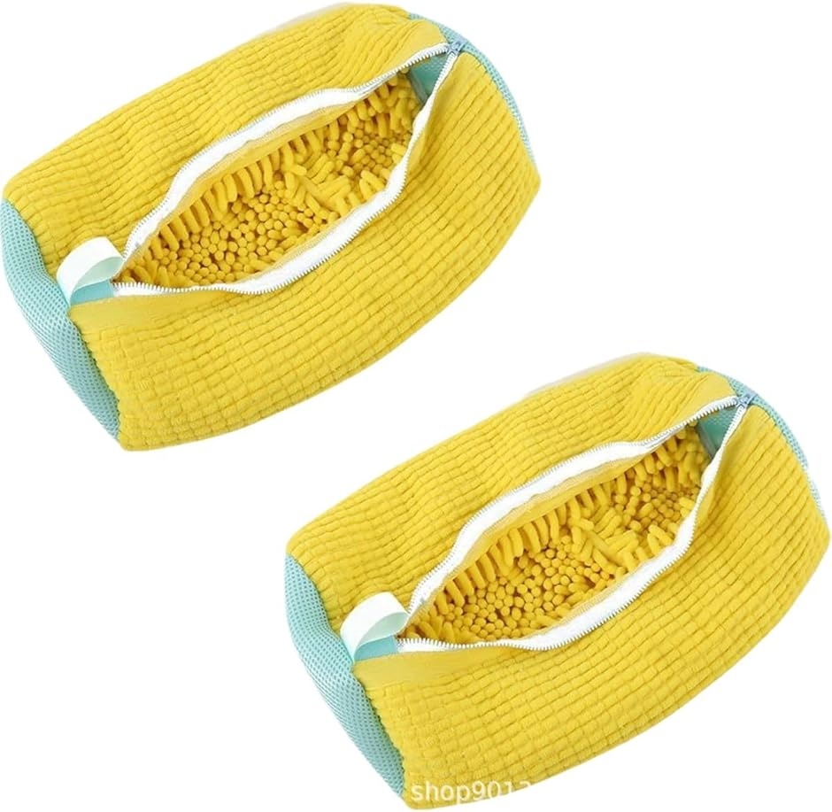 靴洗いネット 2個セット シューズ洗濯ネット 型崩れ防止 洗濯機対応 靴用ネット 洗濯ネット付き 黄ばみ防止 (イエロー,  ワンサイズ)