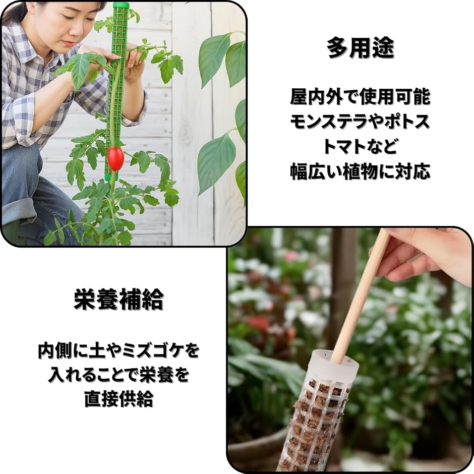 モスポール 観葉植物 支柱 4本セット プラスチック (ブラック