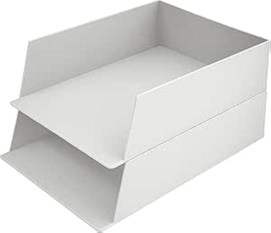 A4 書類トレー 白 縦型 卓上収納ケース オフィス用品 レタートレイ デスク整理 多層ラック (高さ8cm 2段セット,  A4)