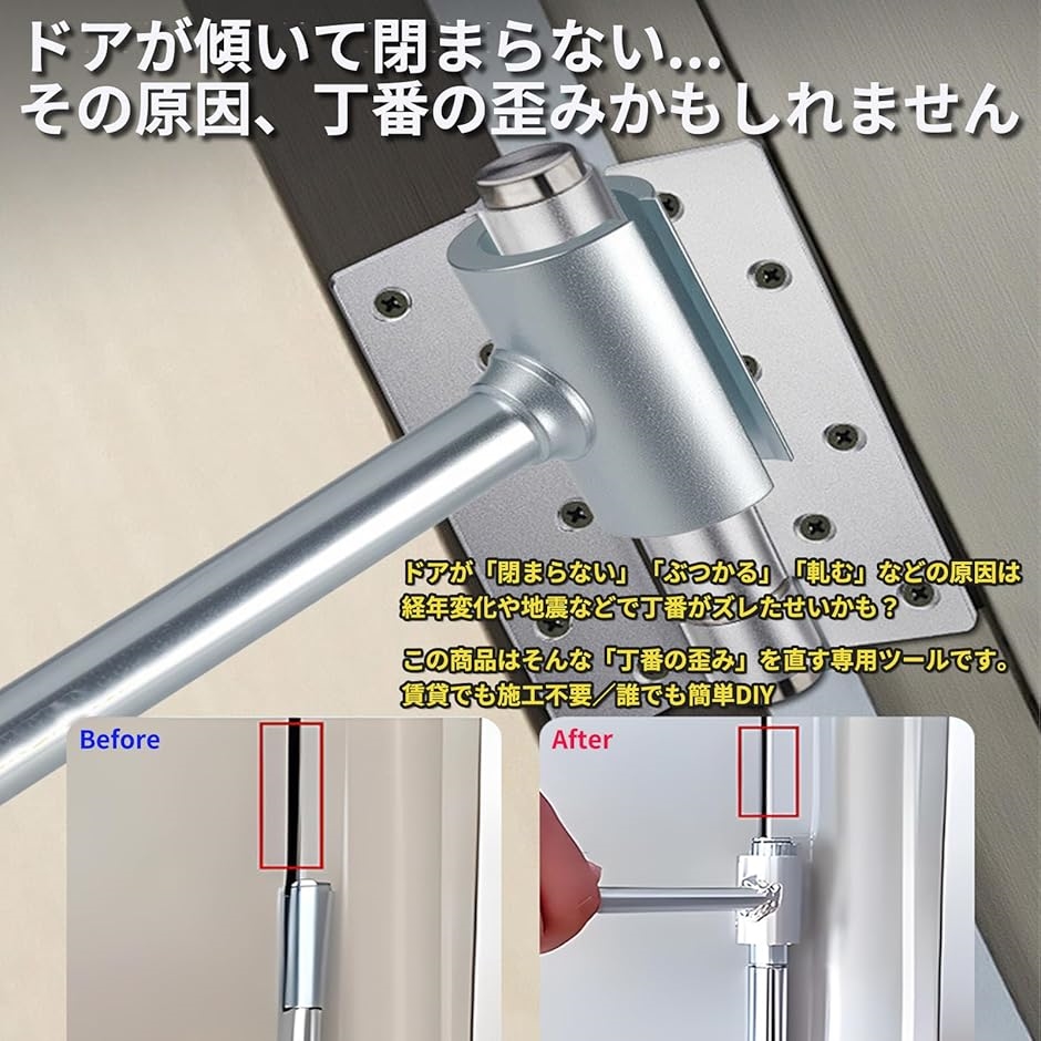 丁番起こし ドアヒンジ調整工具 メンテナンス用 静音設計(シルバー, 14