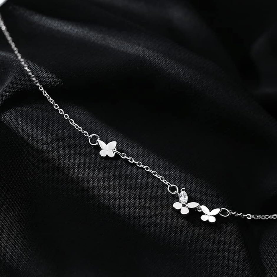 バタフライ ブレスレット レディース 小さめ 合金製 チェーン 花 蝶