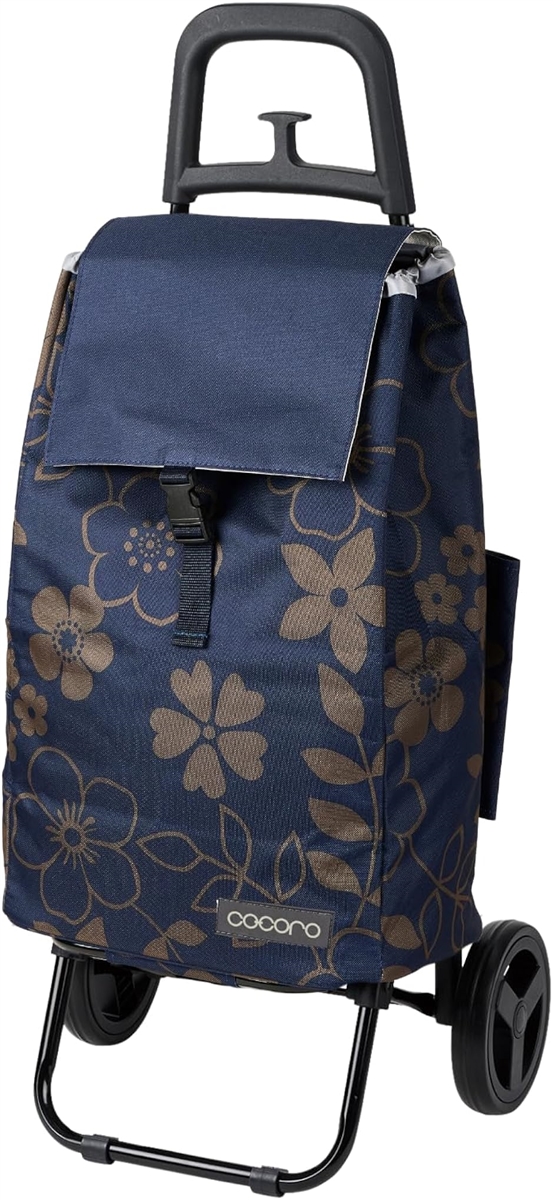 ショッピングカート 買い物カート 保冷 保温 Sサイズ 軽量2kg 大容量37L 折り畳み式 収納(フラワーネイビー,  Small)