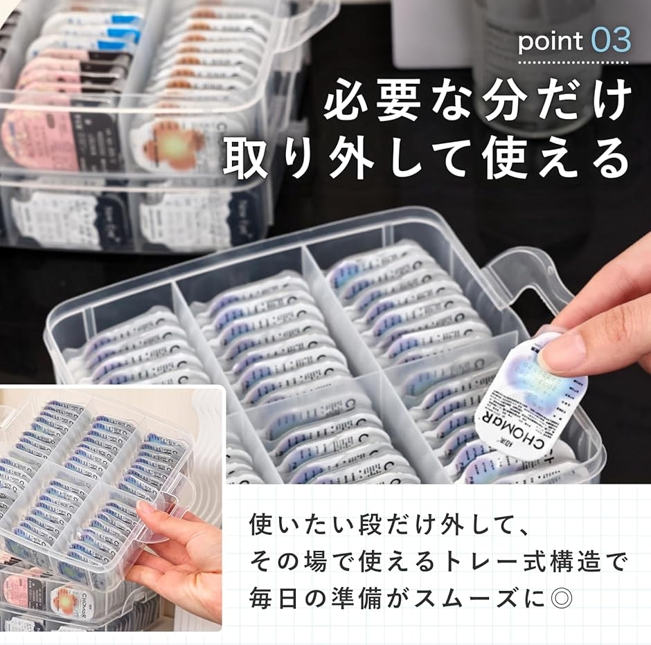 コンタクト 収納ケース カラコン 蓋つき 収納ボックス 18格仕切り