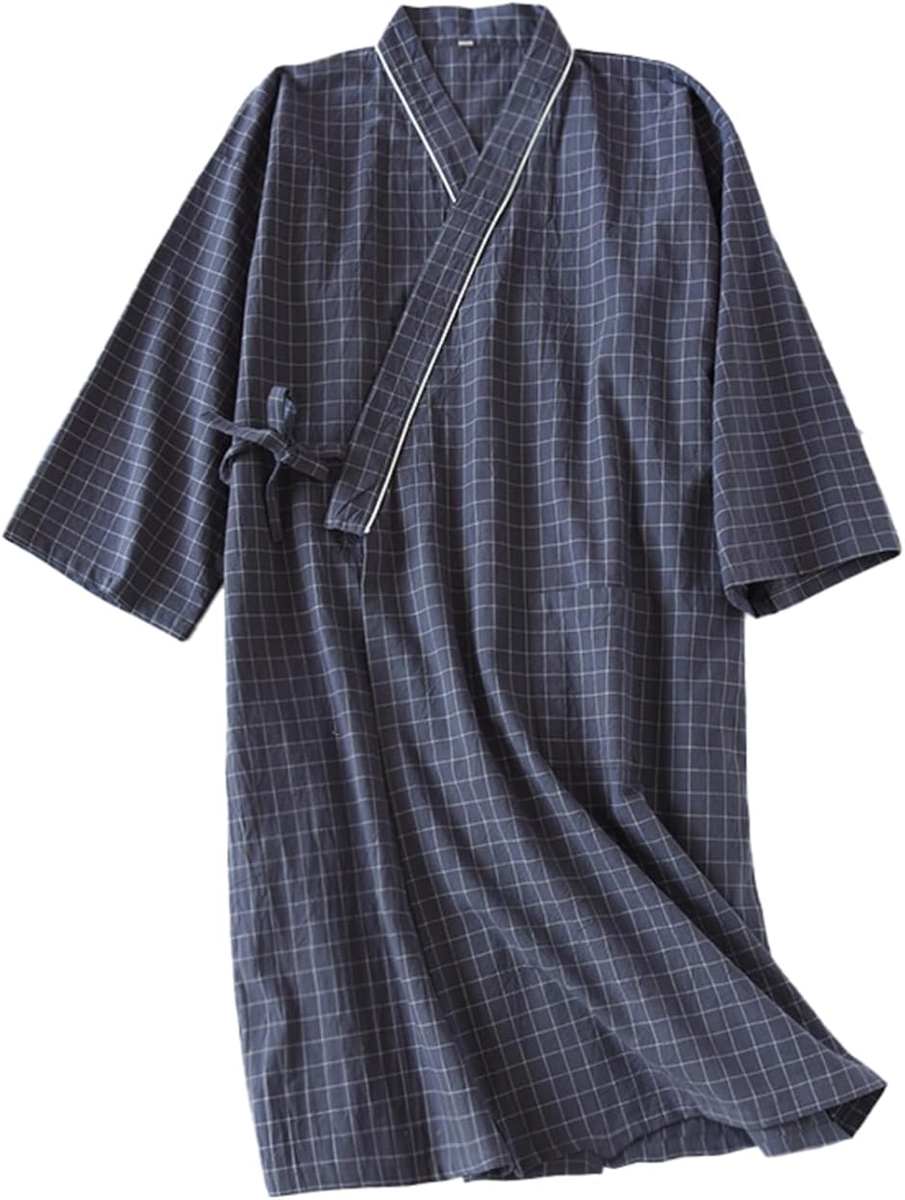 介護 パジャマ 入院着 前開き 丈短め 入院用 長袖 綿素材 高齢者 楽々着脱 ルームウェア(ネイビー,  L)