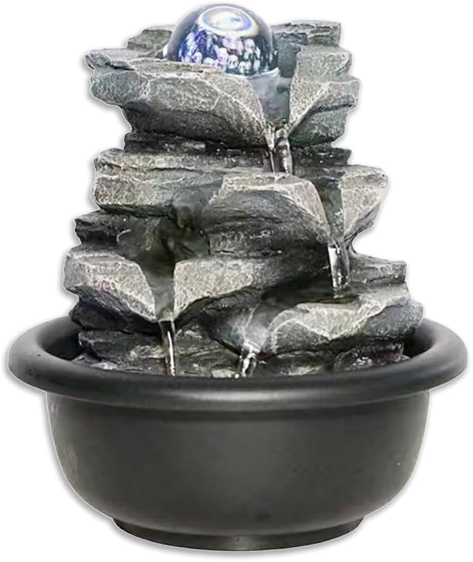 卓上噴水 循環式 水の音 癒し 風水 クリスタルボール付き インテリア