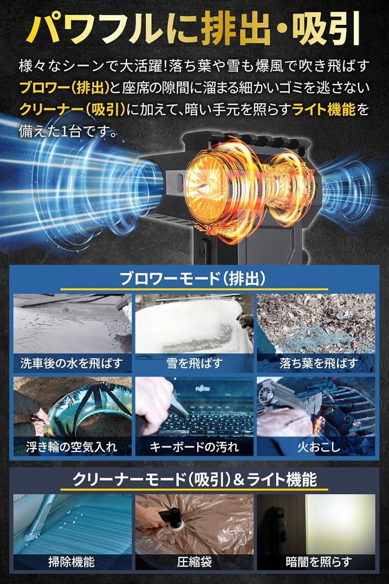 国家整備士監修＆爆風120m/s MR PULSAR TURBO ターボ式ブロワー 2in1 
